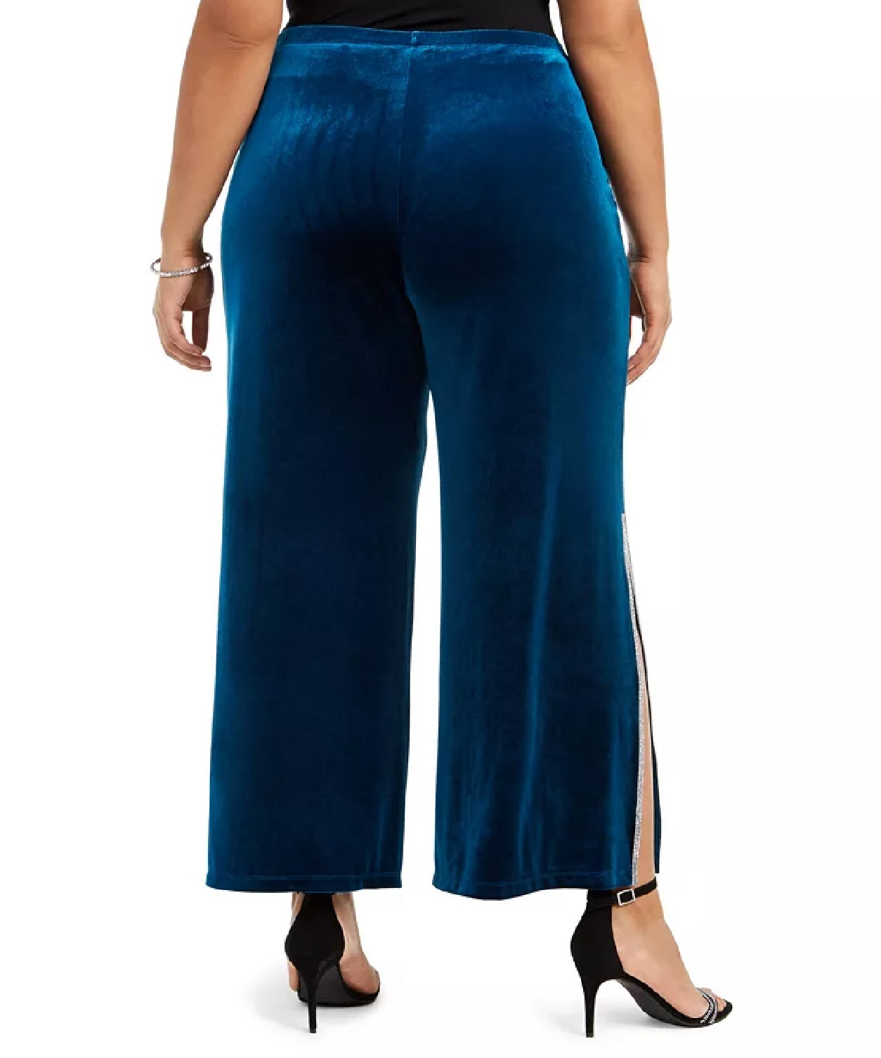 MSK Women's Plus Size Embellished Velvet Pants Blue Size 2 Extra Large
