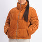 Collection B Juniors' Cropped Corduroy Puffer Coat Ocre Size Medium