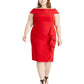 Sl Fashions Women's Plus Size Off-The-Shoulder Sheath Dress Red Size 14