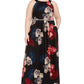 Sl Fashions Women's Plus Size Printed Bead-Waist Maxi Dress Black Size 18