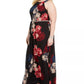 Sl Fashions Women's Plus Size Printed Bead-Waist Maxi Dress Black Size 18