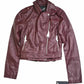 Collection B Juniors' Faux-Leather Belted Moto Jacket Wine Size Medium