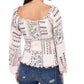 American Rag Juniors' Printed Smocked Poet-Sleeved Blouse White Size Medium