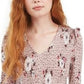 American Rag Juniors'' Printed Smocked Top Brght Pink Size Small