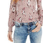 American Rag Juniors'' Printed Smocked Top Brght Pink Size Small