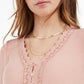 American Rag Women's Juniors' Lace-Trimmed Button-Front Top Brght Pink Size Medium