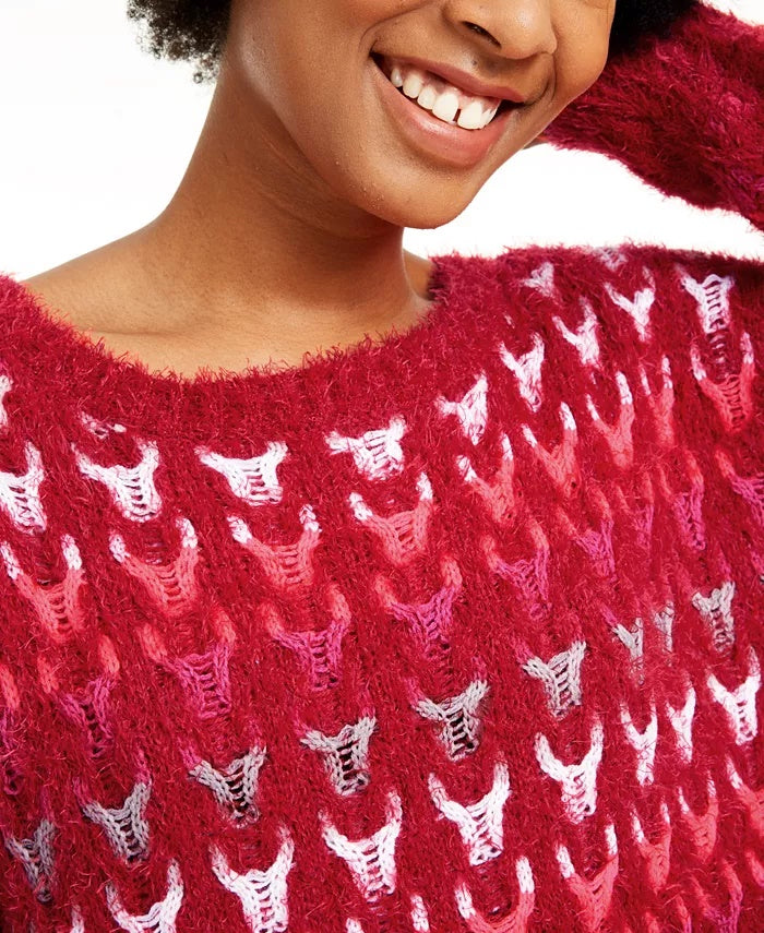 American Rag Juniors' Textured Sweater Dark Red Size Large