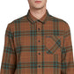 Volcom Men's Caden Herringbone Plaid Shirt Brown Size Small