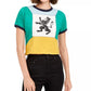 Artistix Women's Cotton Colorblocked Graphic T-Shirt Green Size Large