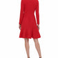 Tommy Hilfiger Women's Asymmetrical Fit & Flare Dress Red Size 12