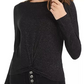 Planet Gold Juniors' Twist-Front Sparkly Ribbed Top Black Size Extra Small