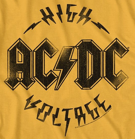 American Classics Men's Acdc High Voltage Graphic T-Shirt Yellow Size XX Large
