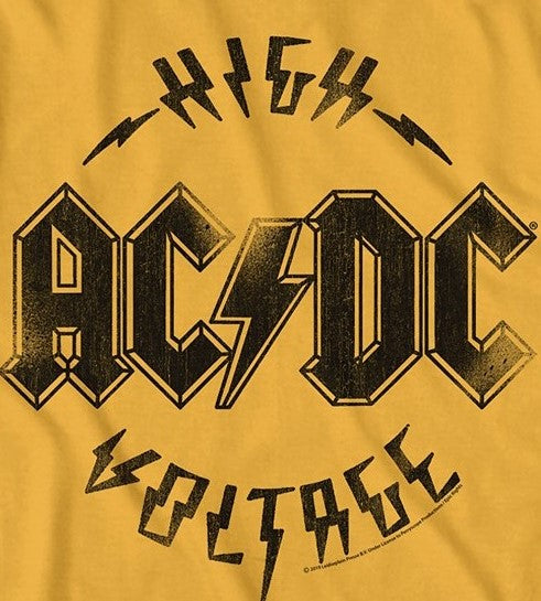 Men's Acdc High Voltage Graphic T-Shirt Yellow Size Large