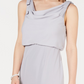 Adrianna Papell Women's Blouson Cowlneck Gown Silver Size 6