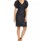Adrianna Papell Women's Embellished Flutter-Sleeve Sheath Dress Navy Size 8