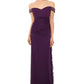 Betsy & Adam Women's Sleeveless Off Shoulder Maxi Sheath Evening Dress Purple Size 16