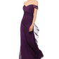 Betsy & Adam Women's Sleeveless Off Shoulder Maxi Sheath Evening Dress Purple Size 16