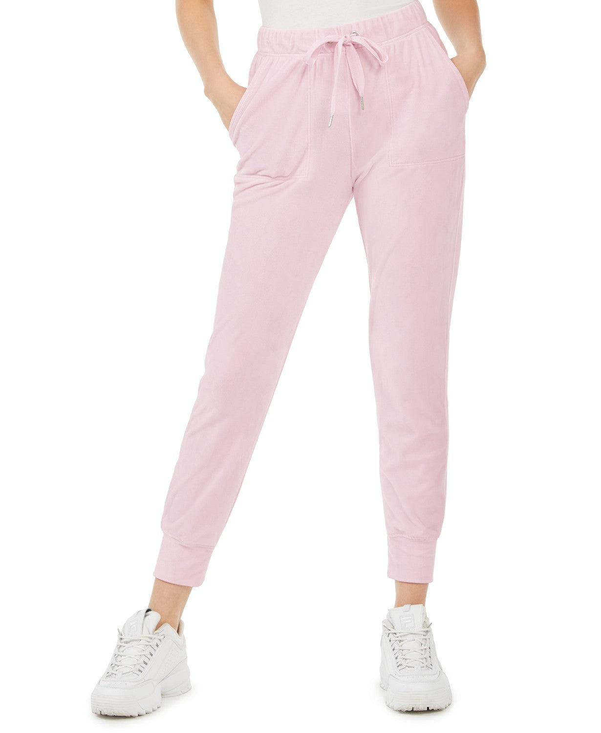 Planet Gold Juniors' Velour Jogger Pants Dark Pink Size X-Large