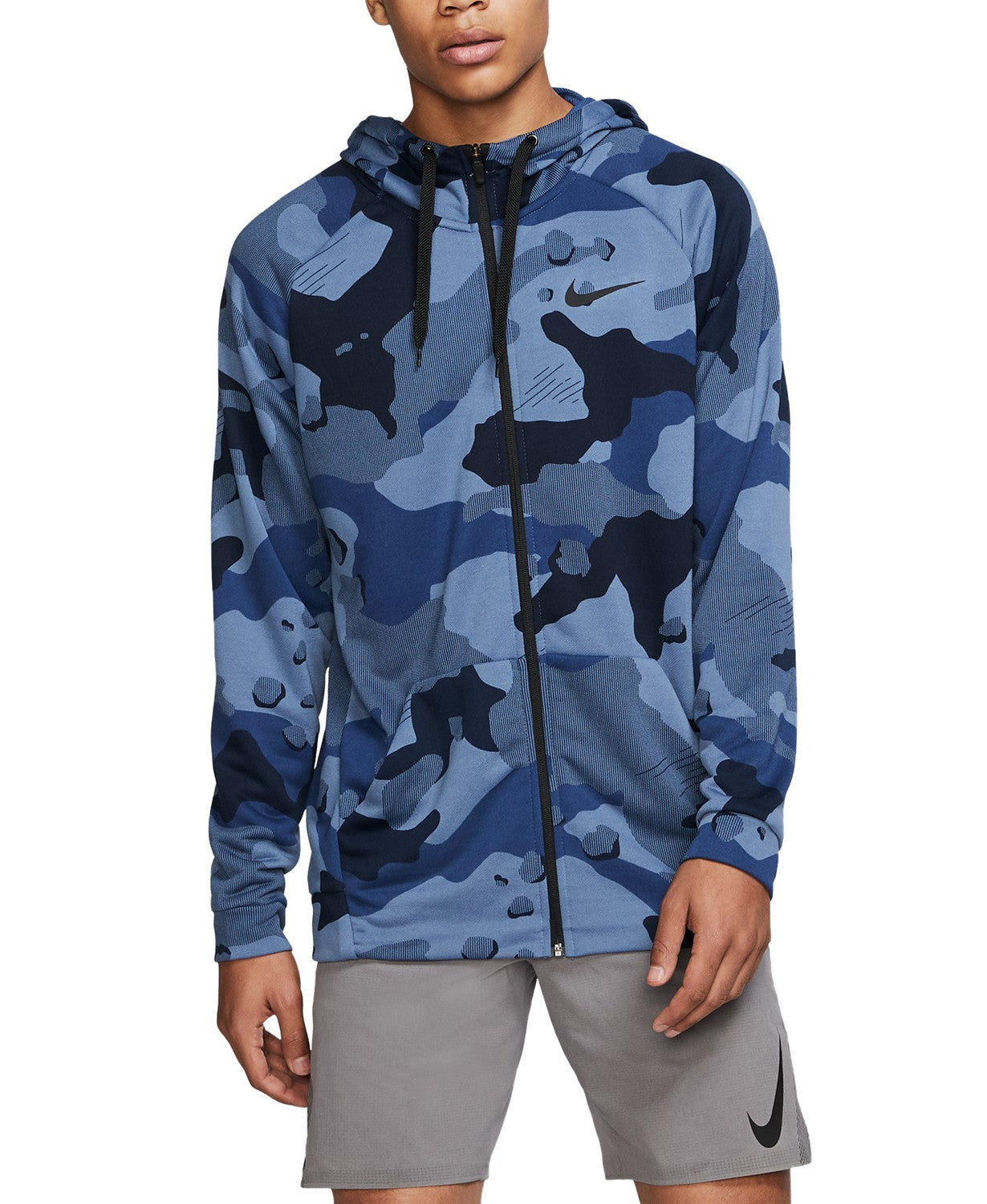 Nike Men's Dri-Fit Camo Zip Hoodie Blue Size Large