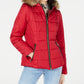 Celebrity Pink Juniors' Puffer Coat With Faux Fur Trim Hood True Red Size Large