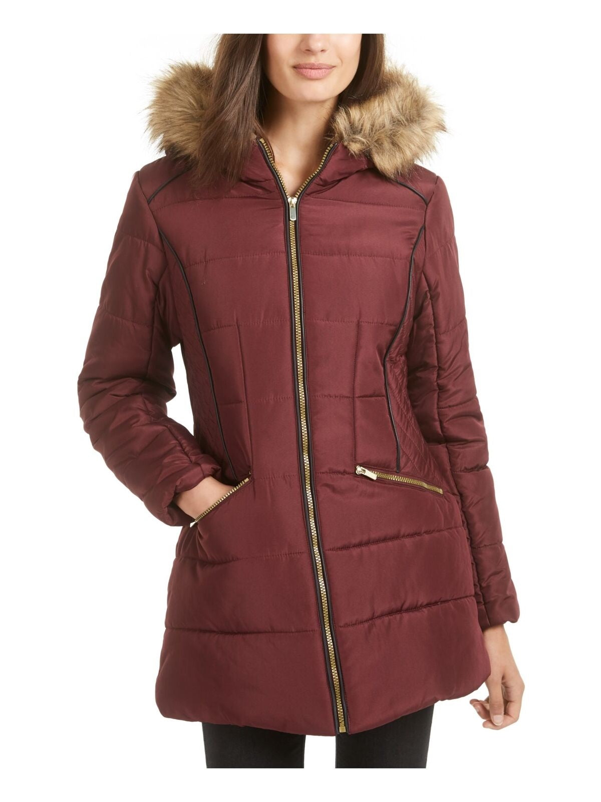 Karen Scott Women's Sport Zip-Up  Jacket Merlot Size Small