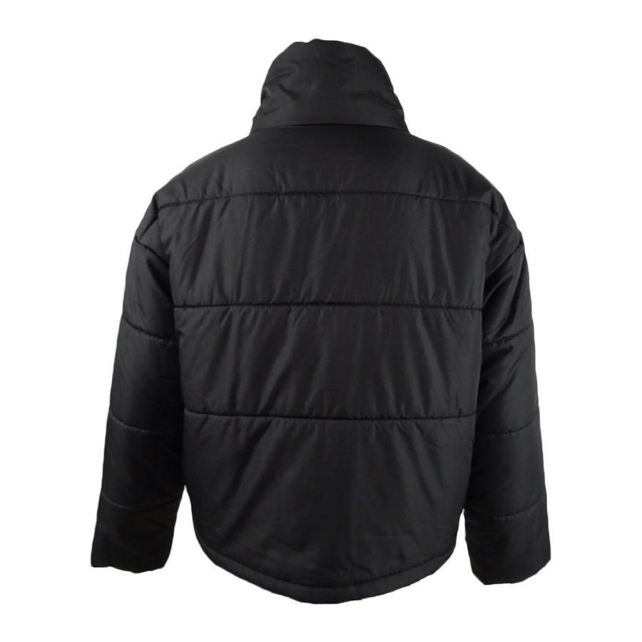 Celebrity Pink Juniors' Cropped Puffer Coat Black Size Large
