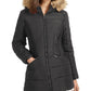 Celebrity Pink  Juniors' Faux-Fur-Trim Hooded Puffer Coat Black Size 3 Extra Large