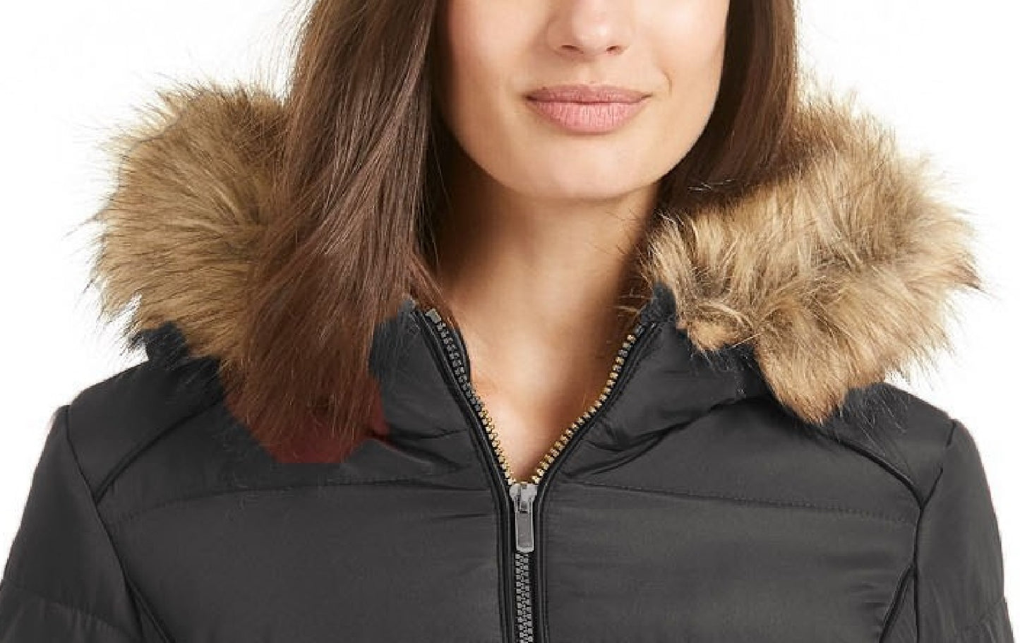 Celebrity Pink  Juniors' Faux-Fur-Trim Hooded Puffer Coat Black Size 3 Extra Large
