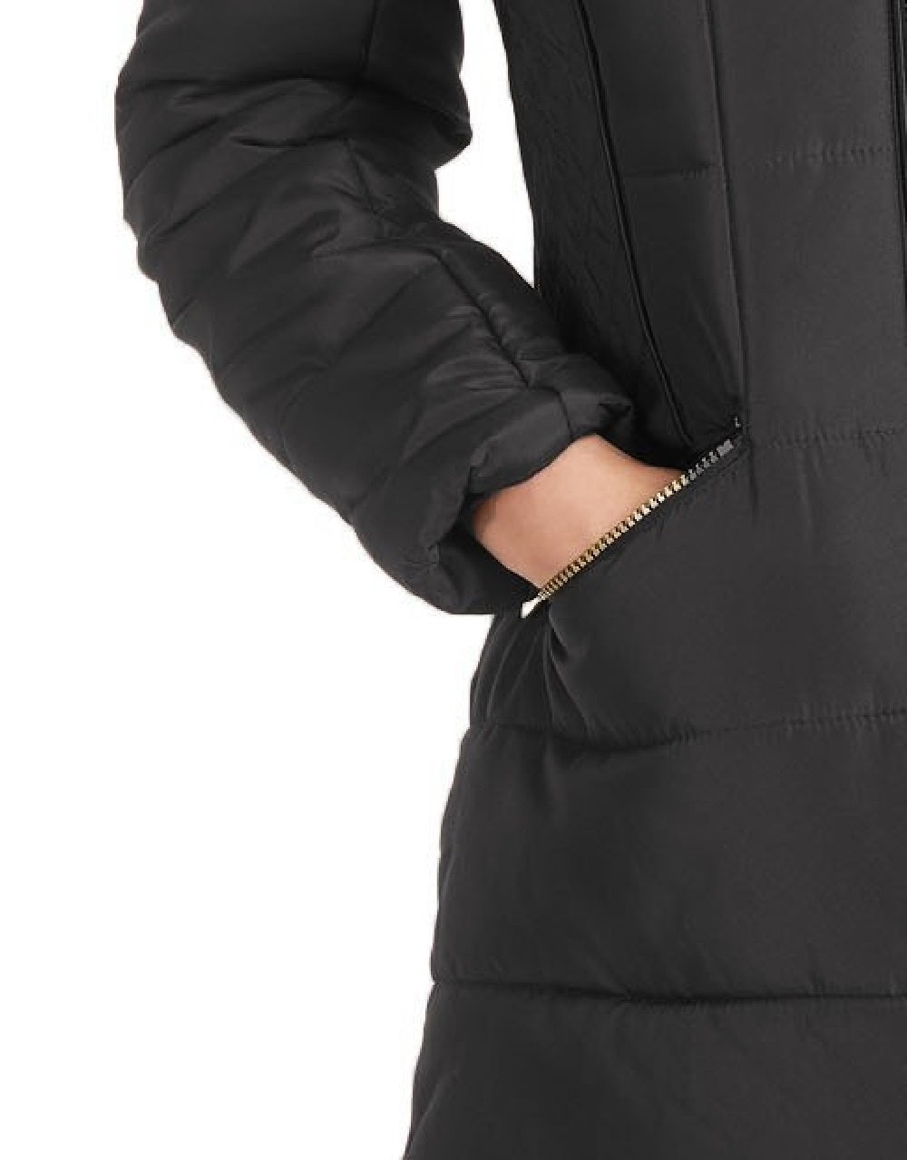 Celebrity Pink  Juniors' Faux-Fur-Trim Hooded Puffer Coat Black Size 3 Extra Large