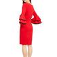 Calvin Klein Women's Bell-Sleeve Sheath Dress Red Size 6