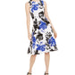 Calvin Klein Women's Big Floral Printed Midi Dress Blue Size 10