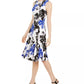 Calvin Klein Women's Big Floral Printed Midi Dress Blue Size 10