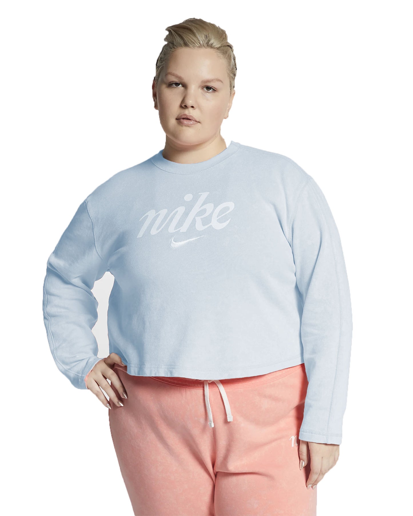 Nike Women's  Sportswear Plus Cropped Crew Sweatshirts Blue Size 2X