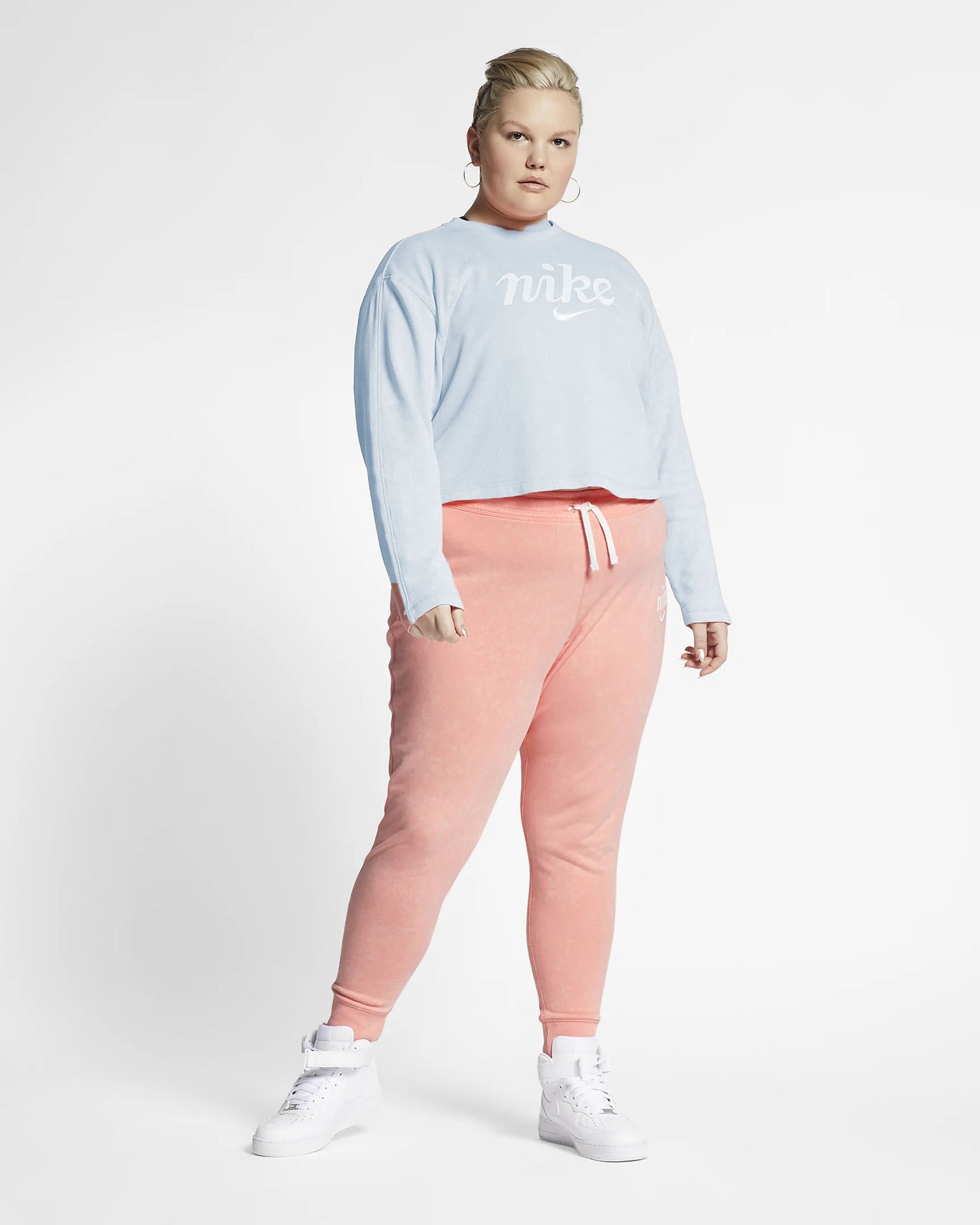 Nike Women's  Sportswear Plus Cropped Crew Sweatshirts Blue Size 2X