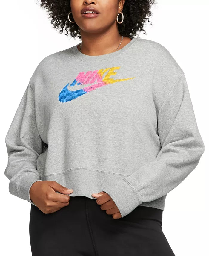 Nike Women's Plus Size Sportswear Fleece Crewneck Sweatshirt Gray Size X-Large