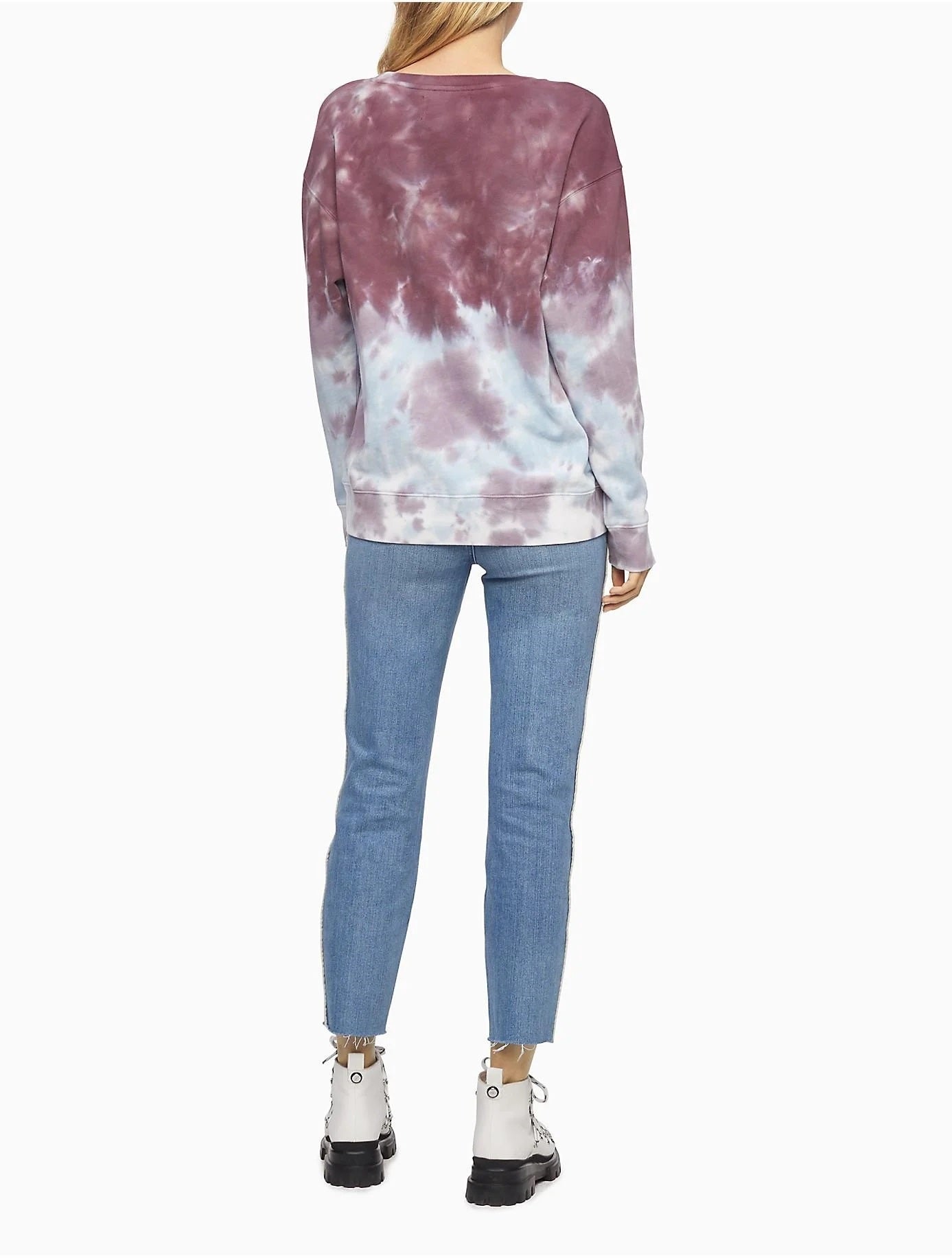 Calvin Klein Womne's High Tide Tie-Dyed Sweatshirt Purple Size Small