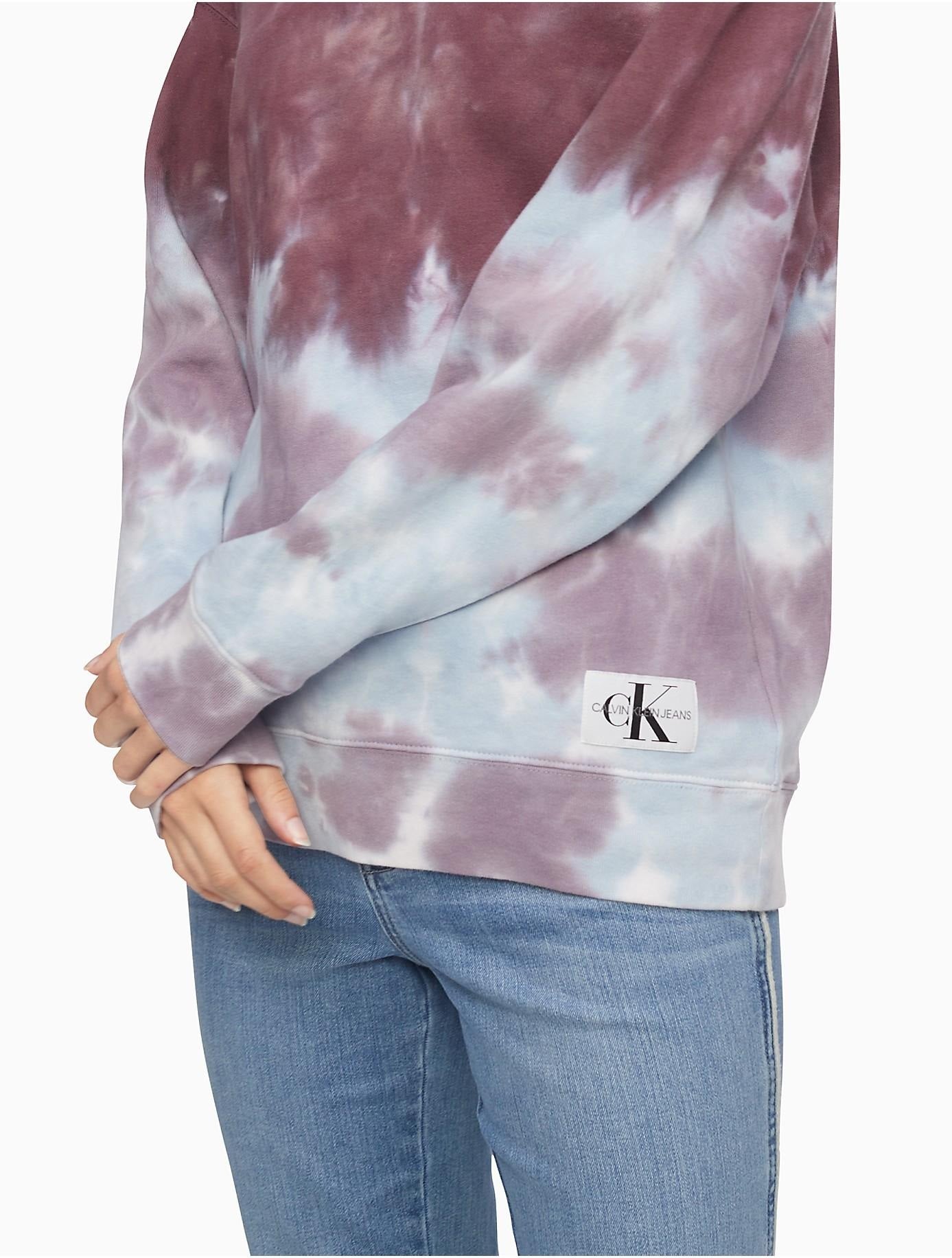 Calvin Klein Womne's High Tide Tie-Dyed Sweatshirt Purple Size Small