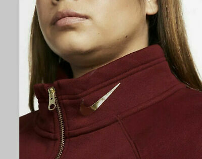 Nike Women's Plus Size Sportswear Shine 1/2-Zip Fleece Top Pink Size Extra Large