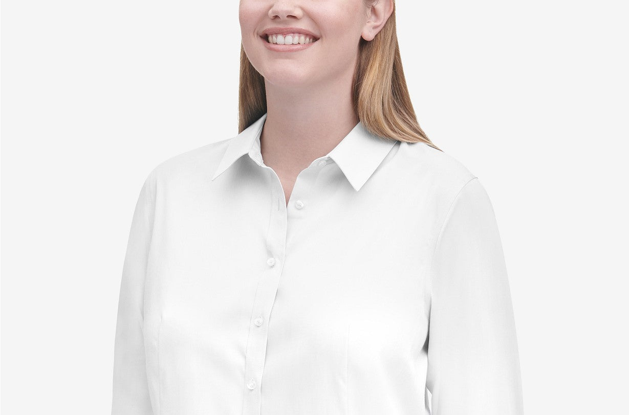 Calvin Klein Women's Plus Size Cotton Collared Shirt White Size Small