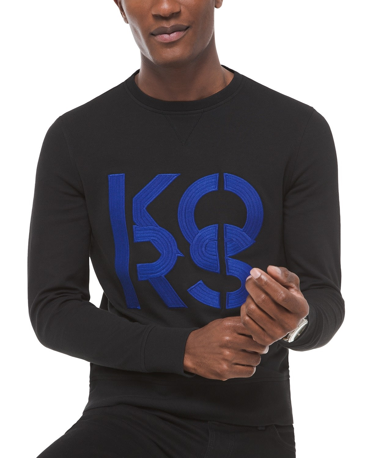 Michael Kors Men's Stacked Logo Sweatshirt Black Size Extra Large