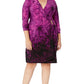 Calvin Klein Women's Plus Size Three-Quarter-Sleeve Mock-wrap Dress Pink Size 20 W