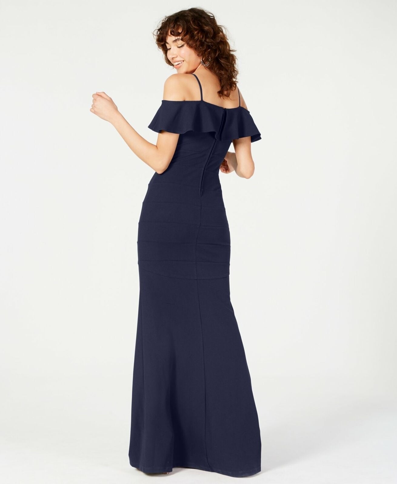 Emerald Sundae Juniors' Off-The-Shoulder Popover Gown Bright Blue Size Medium
