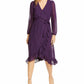 Q+A Los Angeles Women's Balloon Sleeve Chiffon Midi Dress Purple Size Large