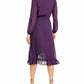 Q+A Los Angeles Women's Balloon Sleeve Chiffon Midi Dress Purple Size Large
