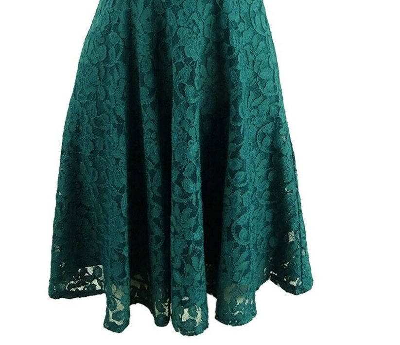 Speechless Juniors' Lace Fit & Flare Tank Dress Green Size Extra Small