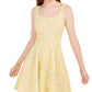 Speechless Juniors' Lace Fit & Flare Dress Yellow Size 9