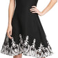 DKNY Women's Sleeveless Embroidered Fit & Flare Dress Black Size 4