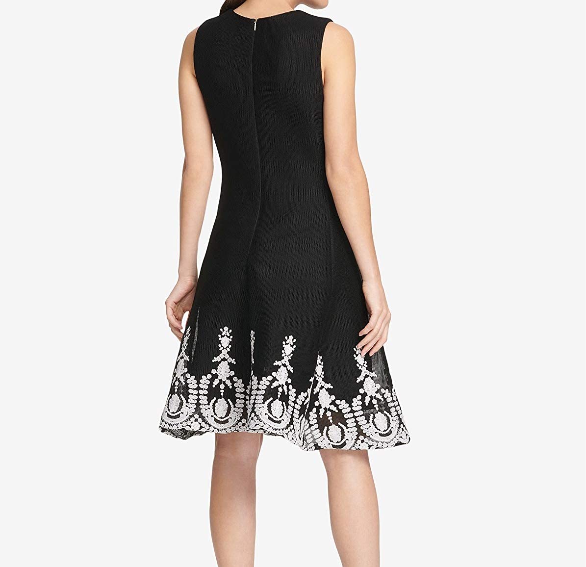 DKNY Women's Sleeveless Embroidered Fit & Flare Dress Black Size 4