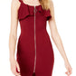Almost Famous Women's Ruffled Zip-Front Dress Wine Size 2 Extra Small