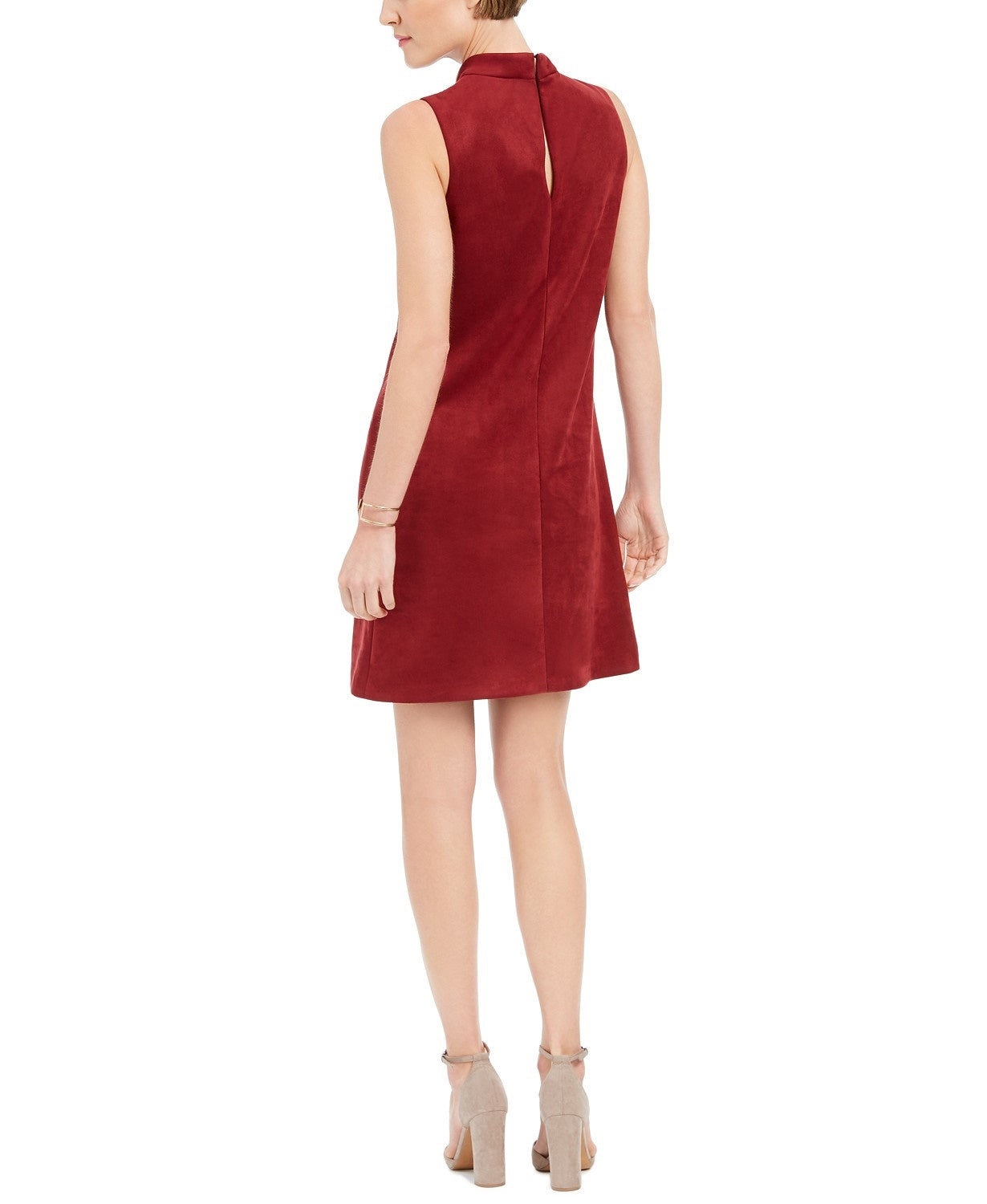 Donna Ricco Women's Faux Suede Shift Dress Dark Red Size 6